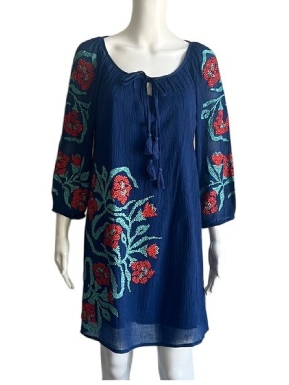 Trina Turk Embroidered Boho Shift Dress - 6